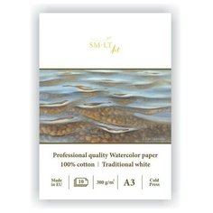 Альбом SM-LT Watercolor pad A3 10л 300 г/м2 белый, склейка 3AS-10(300)/PRO Smiltainis