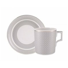 Чашка с блюдцем чайная. ИФЗ Форма Гербовая. Рисунок Зазеркалье. Квадраты. 220 мл Императорский фарфоровый завод