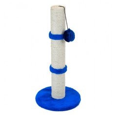Когтеточка для кошек FOXIE Столбик с игрушкой 30x30x65см синий