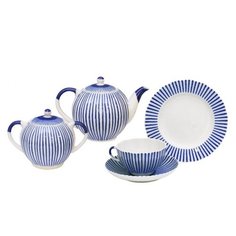 Сервиз чайный. ИФЗ Форма Тюльпан. Рисунок Французик. На 6 персон, 20 предметов. Императорский фарфоровый завод