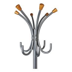 Вешалка-стойка BRABIX "CR-8121" на мраморном диске, металл, 6+4 крючка, цвет серебристый, 606437