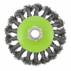 Щетка для УШМ, 100 мм, М14, "тарелка", крученая металлическая проволока 0,5 мм// Сибртех