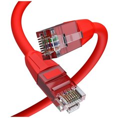 Патч корд 3м Safe Solution литой UTP LSZH Lan кабель для интернета категории 6 от GCR 10 Гбит красный