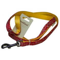 Поводок для собак GREAT&SMALL с принтом косточки 20х1200мм нейлон красный