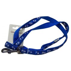 Поводок для собак GREAT&SMALL с принтом лапки 20х1200мм нейлон синий