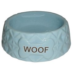Миска для животных FOXIE Diamond Woof голубая керамическая 16х16х5,5см 360мл