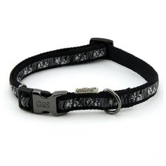 Ошейник для собак GREAT&SMALL с принтом лапки 25х450-650мм нейлон черный