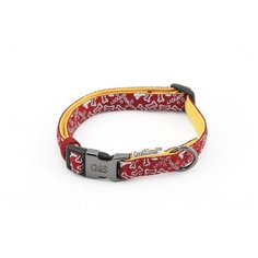 Ошейник для собак GREAT&SMALL с принтом косточки 25х450-650мм нейлон красный