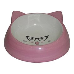 Миска для животных FOXIE Cat in Glasses розовая керамическая 14,7х14,7х6,3см 150мл