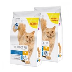 Сухой корм для кошек Perfect Fit для живущих в помещении, с курицей 2 шт. х 2.5 кг