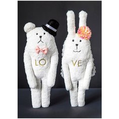 C1565-12 Wedding SLOTH & RAB, S / Игрушки мягконабивные, изображающие свадебную пару Медведя и Зайца Craftholic