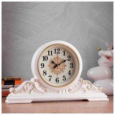 Часы настольные Quartz "Вита", 43*25 см, корпус белый, с золотом Рубин
