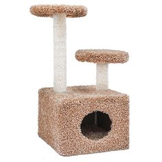 Когтеточка для кошек FOXIE Домик с двумя площадками 37х58х76см бежевый ковролиновый