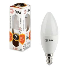 Лампа светодиодная, 7 (60) Вт, цоколь E14 (миньон), свеча, теплый белый ERA