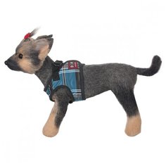 Шлейка-жилет для собак DOGMODA Клетка синяя-2 16см