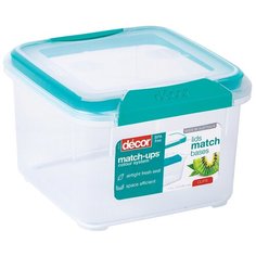 Контейнер MATCH-UPS CLIPS квадратный бирюзовый 1.4л Decor