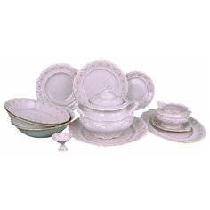 Столовый сервиз на 6 персон 25 предметов Leander "Соната /Розовый цветок" розовая / 011189