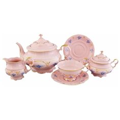 Чайный сервиз на 6 персон 15 предметов Leander "Соната /Голубой цветок" розовый / 158063