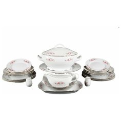 Столовый сервиз на 6 персон 25 предметов Cmielow "Рококо /577 /Серая роза /золото" / 127656