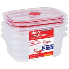 Набор контейнеров MATCH UPS REALSEAL с клапаном 1л 3шт Decor