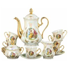 Кофейный сервиз на 6 персон 15 предметов (150 мл) Leander "Мэри-Энн /Мадонна перламутр" / 157985