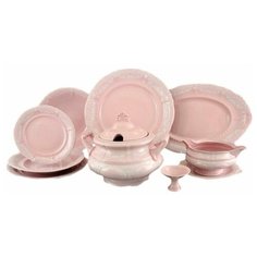 Столовый сервиз на 6 персон 25 предмета Leander "Соната /Белый узор /Розовая" / 158450
