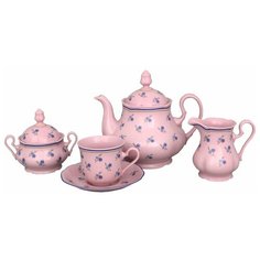 Чайный сервиз на 6 персон 15 предметов Leander "Мэри-Энн /Незабудка" розовый / 157788