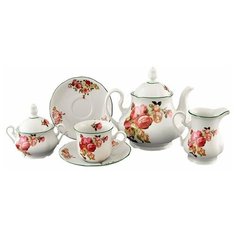 Чайный сервиз на 6 персон 15 предметов Leander "Мэри-Энн /Красная роза" / 158001