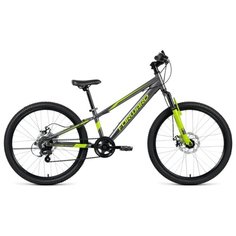 Велосипед FORWARD RISE 24 2.0 disc (24" 7 ск. рост 11") 2020-2021, серый/зеленый, RBKW1J347009