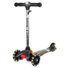 Самокат детский трехколесный ТМ CITY-RIDE, колеса PU 110/76, руль с фонариком телескопический, алюминиевый, резиновые рукоятки, с гидрографикой. Размеры: 55 х 21,5 х 66 см