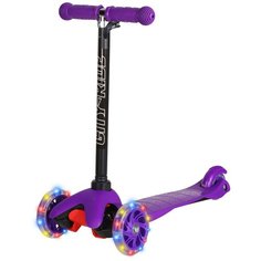 Самокат детский трехколесный ТМ City-Ride, колеса PVC 110/76, светодиоды на колесах, светящиеся колеса, самокат для детей, самокат для малышей, для мальчиков, для девочек, цвет фиолетовый. Размеры: 51х21,5х66 см