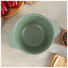 Кастрюля Kukmara стеклянная крышка 1 л, фисташковый мрамор