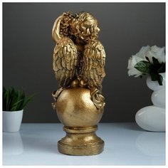 Фигура "Ангел с корзиной" бронза 19х20х42см Хорошие сувениры