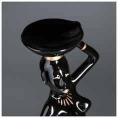 Статуэтка "Эфиопка с тарелкой", чёрный, 32,5 см Керамика ручной работы