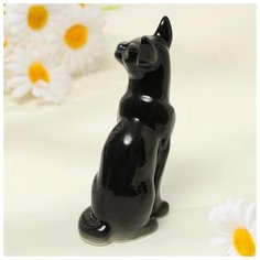Статуэтка фарфоровая «Кошка Тайка», чёрная, 10см Чайник