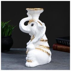 Копилка - подсвечник "Слон" белое золото, 18,5х15х26см Хорошие сувениры