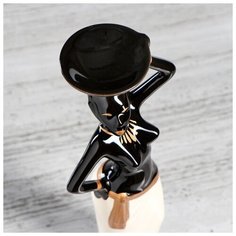 Статуэтка "Эфиопка с тарелкой" белая, 32 см Керамика ручной работы