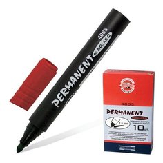 Маркер перманентный (нестираемый) KOH-I-NOOR, КРАСНЫЙ, круглый наконечник, 2,5 мм, 7740050801KSRU - 3 шт.