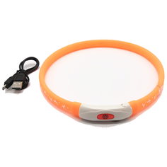 Ошейник Светящийся LED 70 см с принтом оранжевый, ZDK Petsy