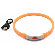 Ошейник Светящийся LED 55 см c принтом оранжевый, Petsy