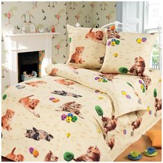 Простыня обычная, бязь ,"Всё себе"; Рыжий Кот; Размер: 1.5