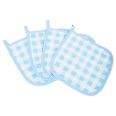 Прихватка "Мари Санна" рогожка; Клетка голубой 9567-2; Набор из 4 штук
