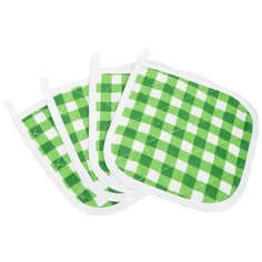 Прихватка "Мари Санна" рогожка; Клетка салатовый 9567-3; Набор из 4 штук