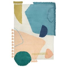 Ковер из хлопка с геометрическим принтом, бахромой и кисточками из коллекции ethnic, 160х230 см Tkano