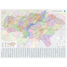 Настенная карта Саратовской области 109х152 см, на белом фоне (на самоклеющейся пленке) Отрок