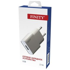 Блок питания USB (сзу) FINITY FT-02, 1xUSB, 2.1A, цвет: белый