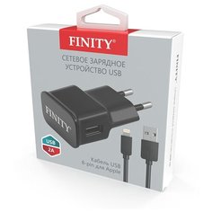 Блок питания сетевой FINITY Zeon, FTS150, USB выход 2A + 8-pin USB, цвет: черный