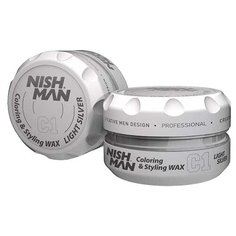 NISH MAN Воск C1 Lightsilver Hair Premium Coloring Wax, сильная фиксация, 150 мл