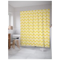 Штора (занавеска) для ванной JoyArty "Тепло зигзага" из ткани, 180х200 см с крючками