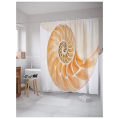 Штора (занавеска) для ванной JoyArty "Ступенчатая спираль" из ткани, 180х200 см с крючками